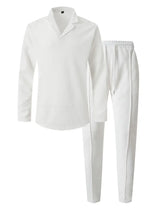 Men's Full Size Waffle-Knit Long Sleeve Top and Pants Set Plus Size - Trendsi - Flyclothing LLC
