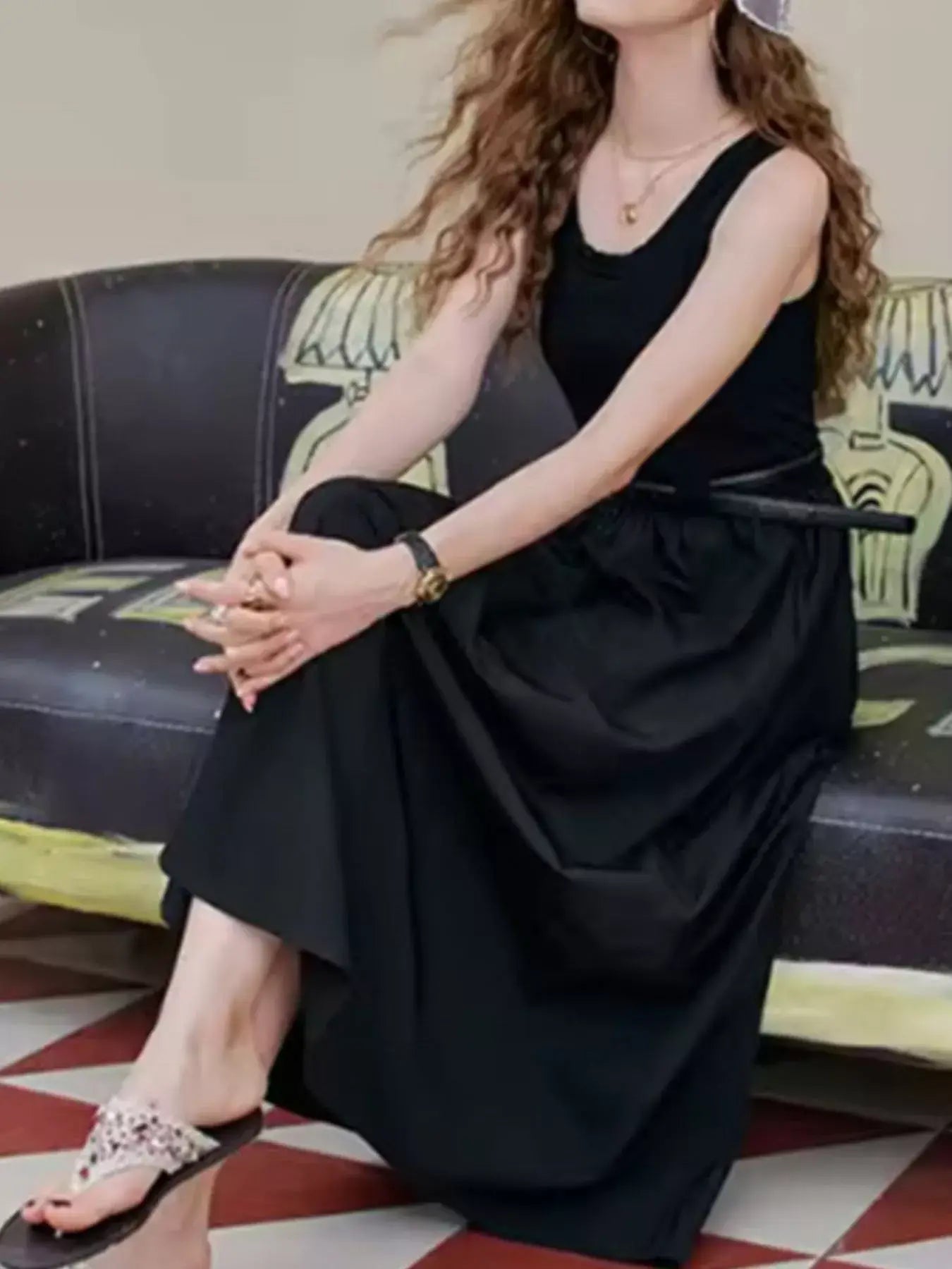 Round Neck Sleeveless Midi Dress - Trendsi - Flyclothing LLC