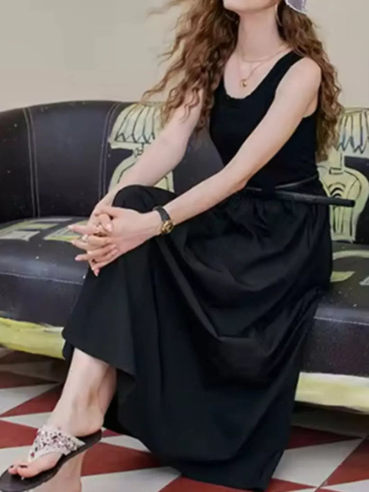 Round Neck Sleeveless Midi Dress - Trendsi - Flyclothing LLC