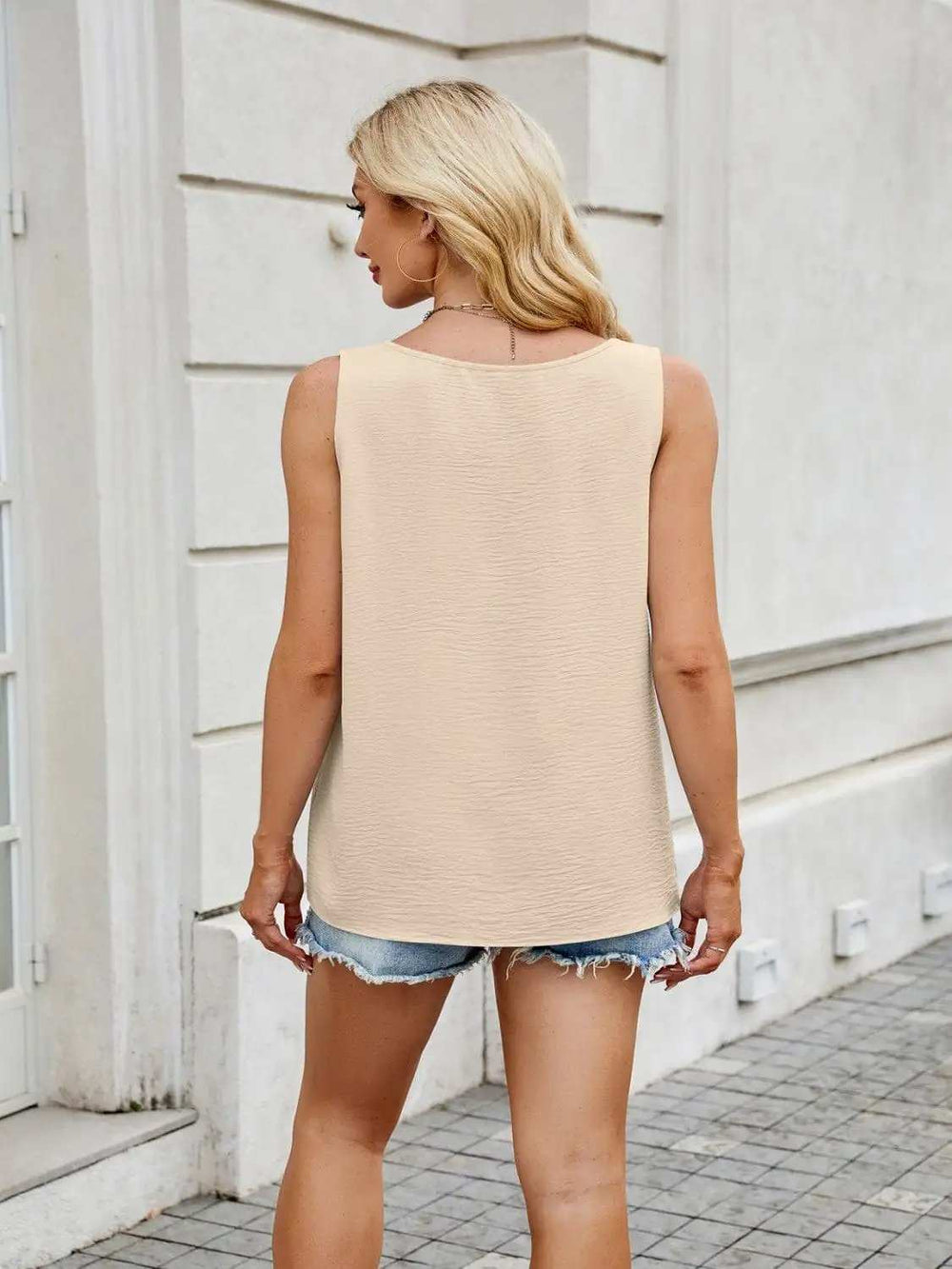 Ruched Scoop Neck Tank - Trendsi - Flyclothing LLC