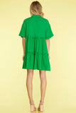 She + Sky Full Size Button Front Frill Tiered Mini Dress Plus Size - Trendsi