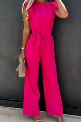 Round Neck Cap Sleeve Jumpsuit - Trendsi - Flyclothing LLC
