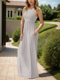 Full Size Grecian Neck Dress with Pockets - Trendsi - Flyclothing LLC