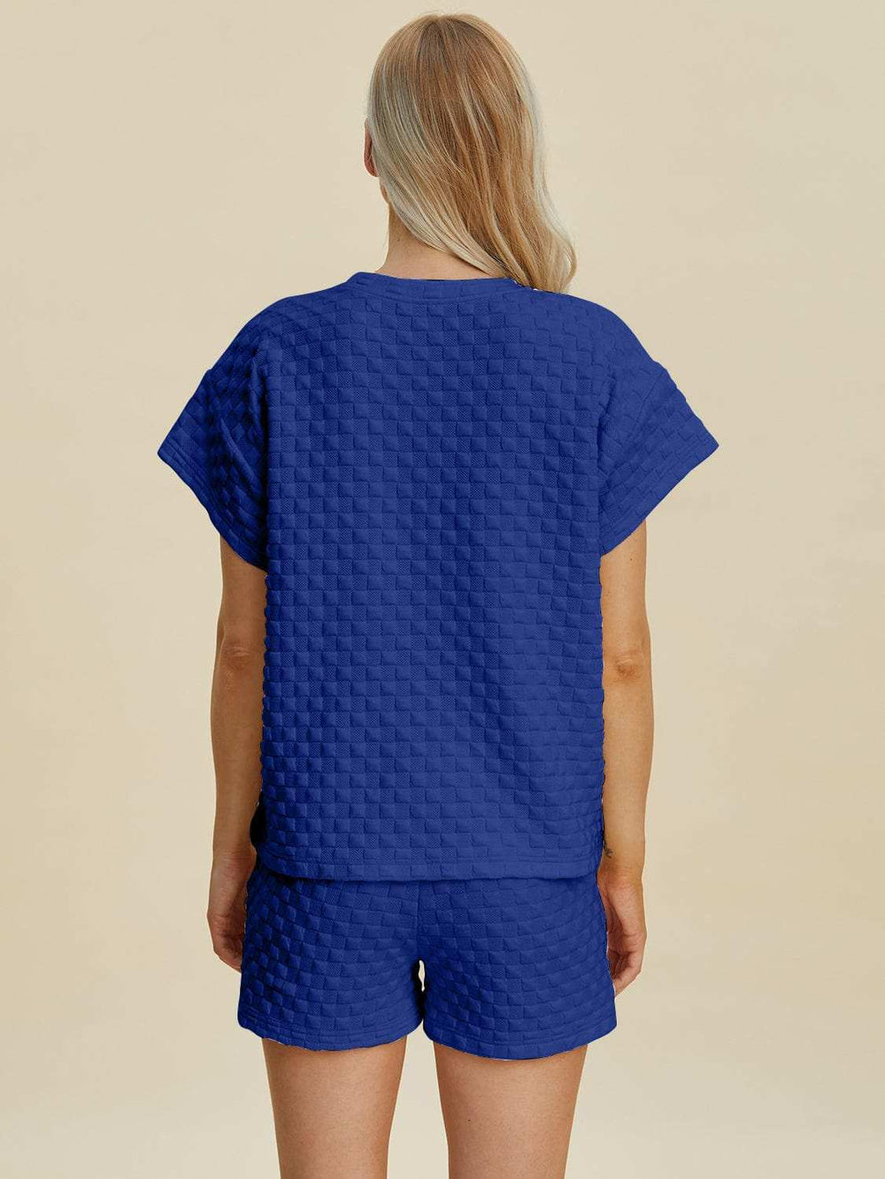 Double Take Full Size Texture T-Shirt and Shorts Set - Trendsi - Flyclothing LLC