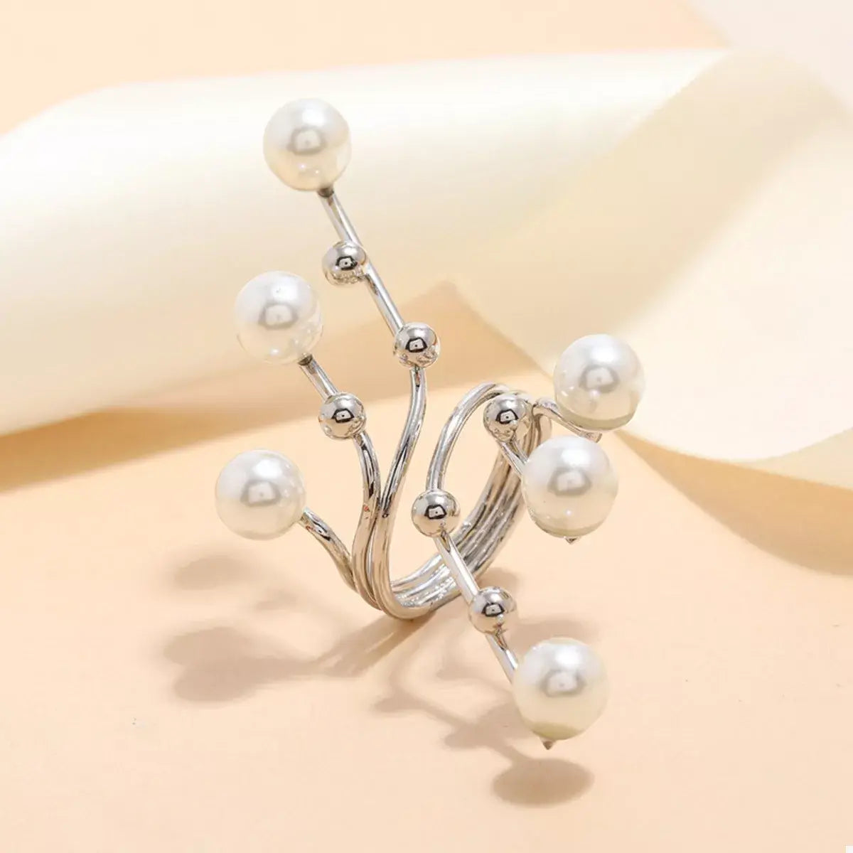 Alloy Pearl Bypass Ring - Trendsi - Flyclothing LLC