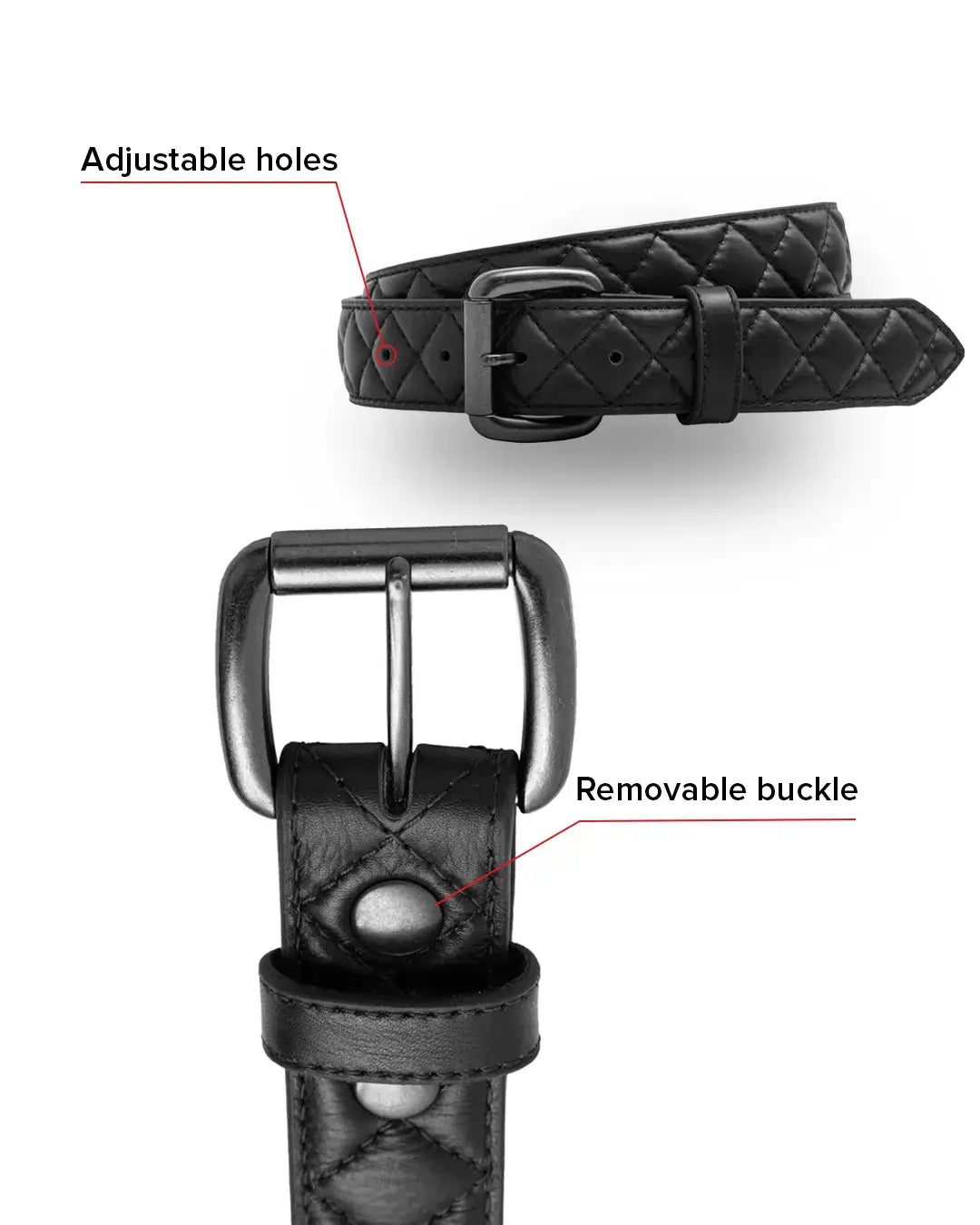 Diamond Quilted Leather Belt - First Manufacturing Company - Flyclothing LLC