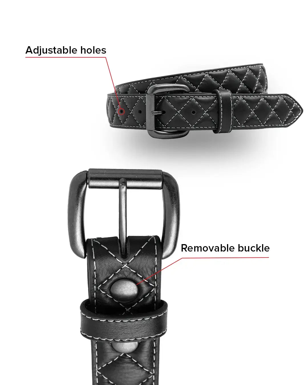 Diamond Quilted Leather Belt - First Manufacturing Company - Flyclothing LLC