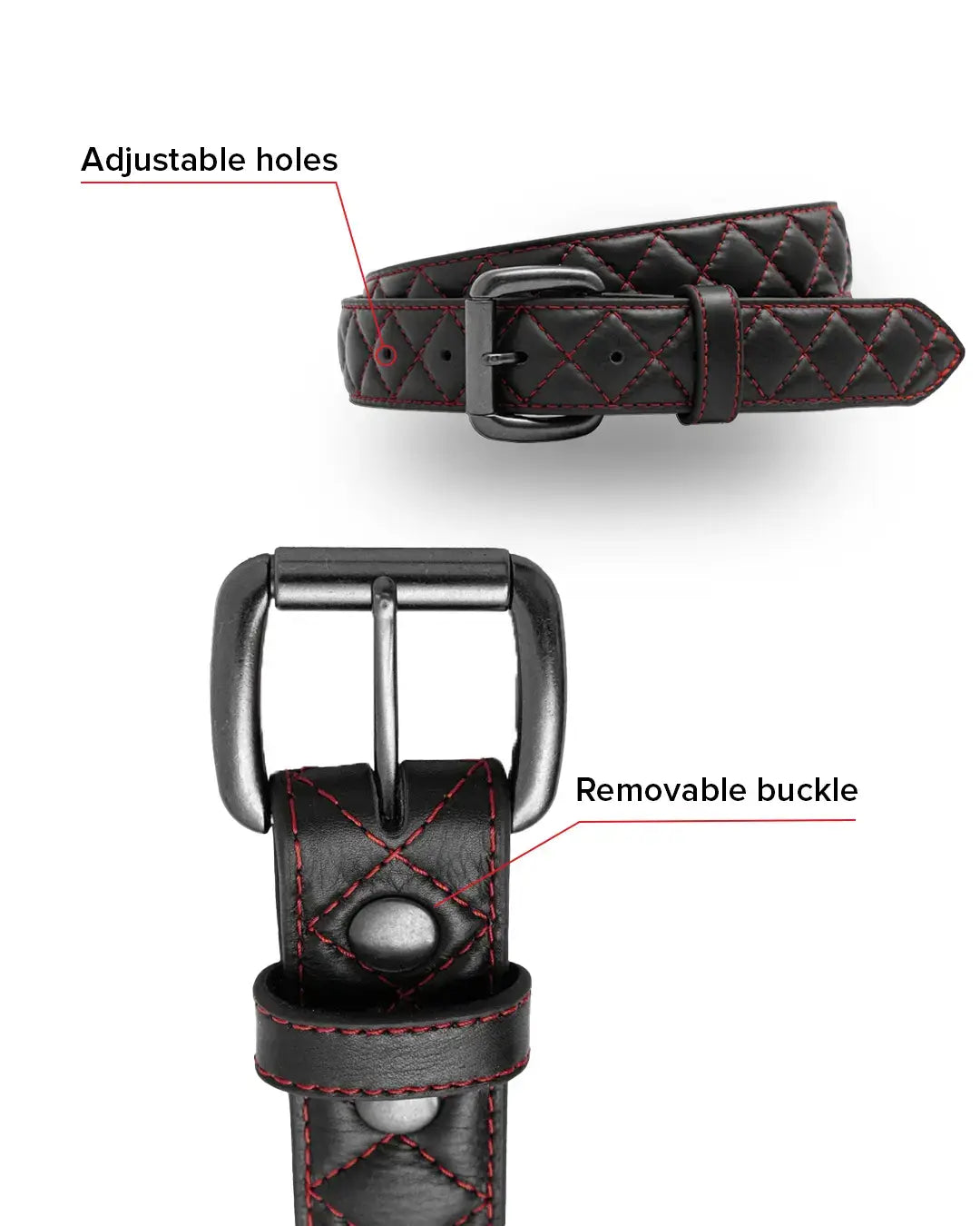 Diamond Quilted Leather Belt - First Manufacturing Company - Flyclothing LLC