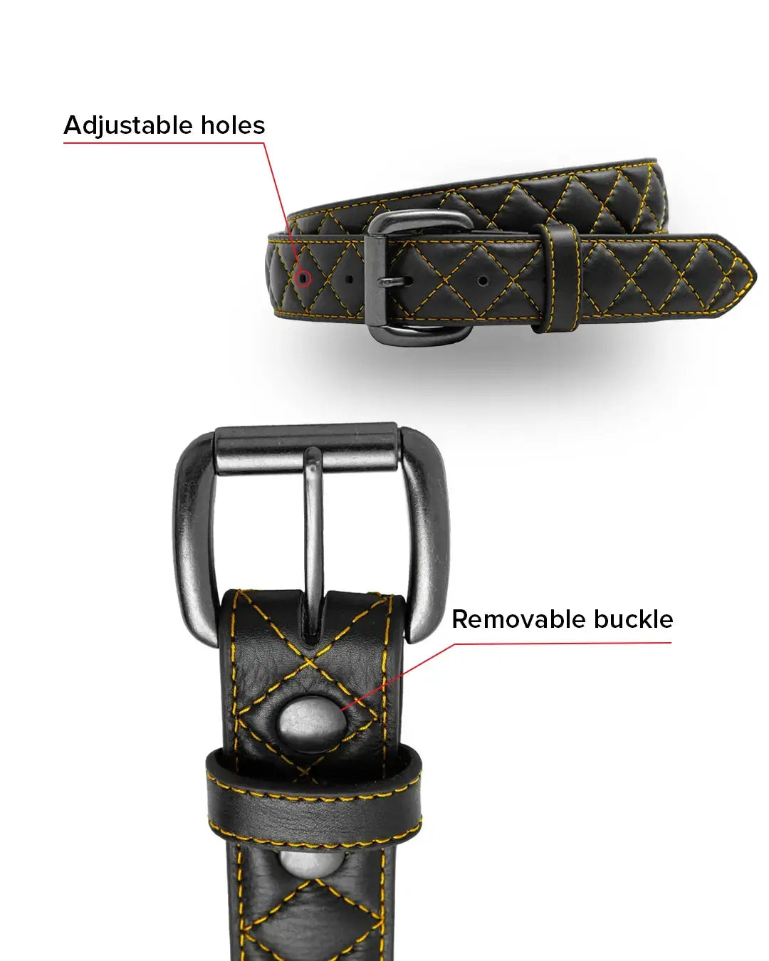 Diamond Quilted Leather Belt - First Manufacturing Company - Flyclothing LLC