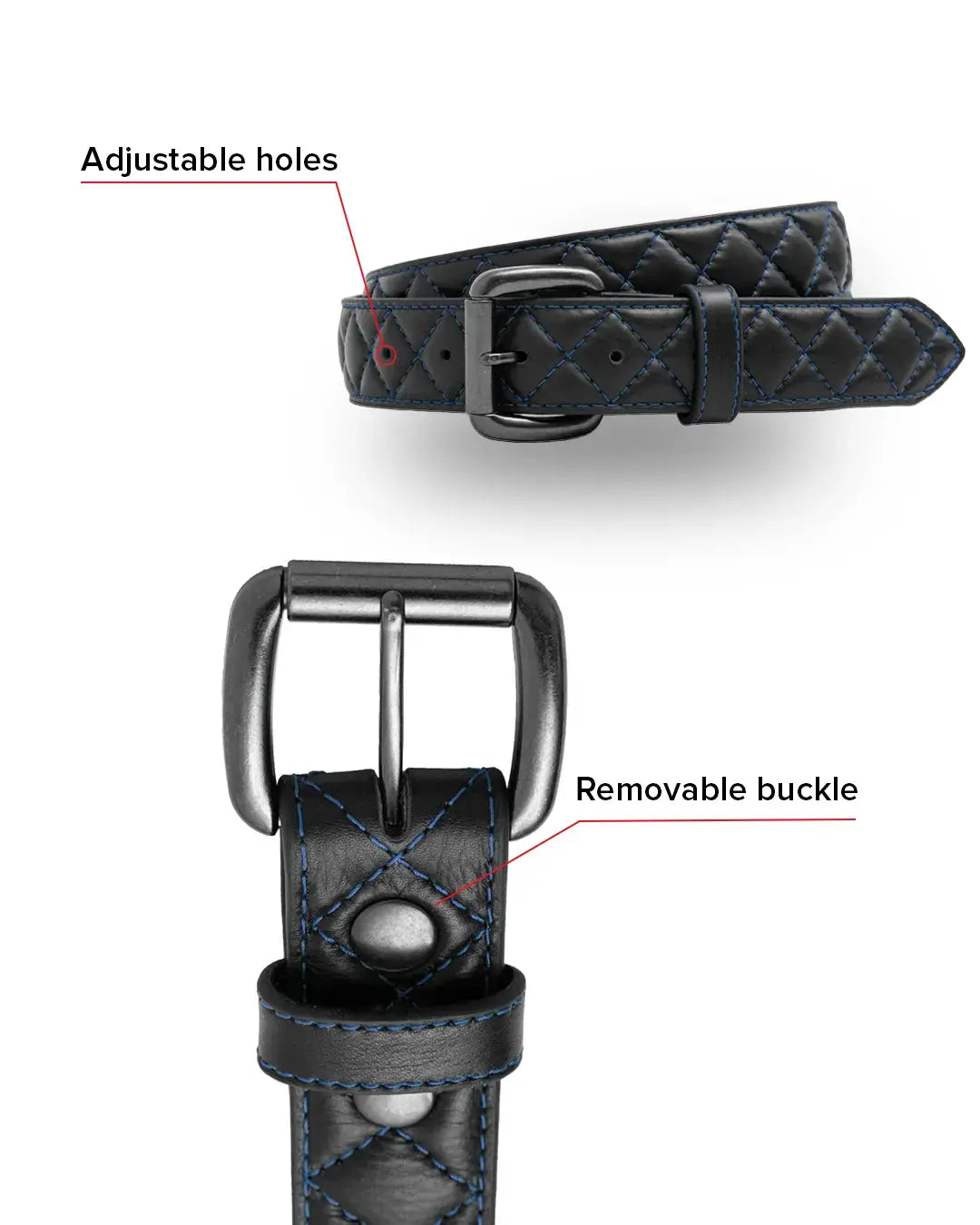 Diamond Quilted Leather Belt - First Manufacturing Company - Flyclothing LLC