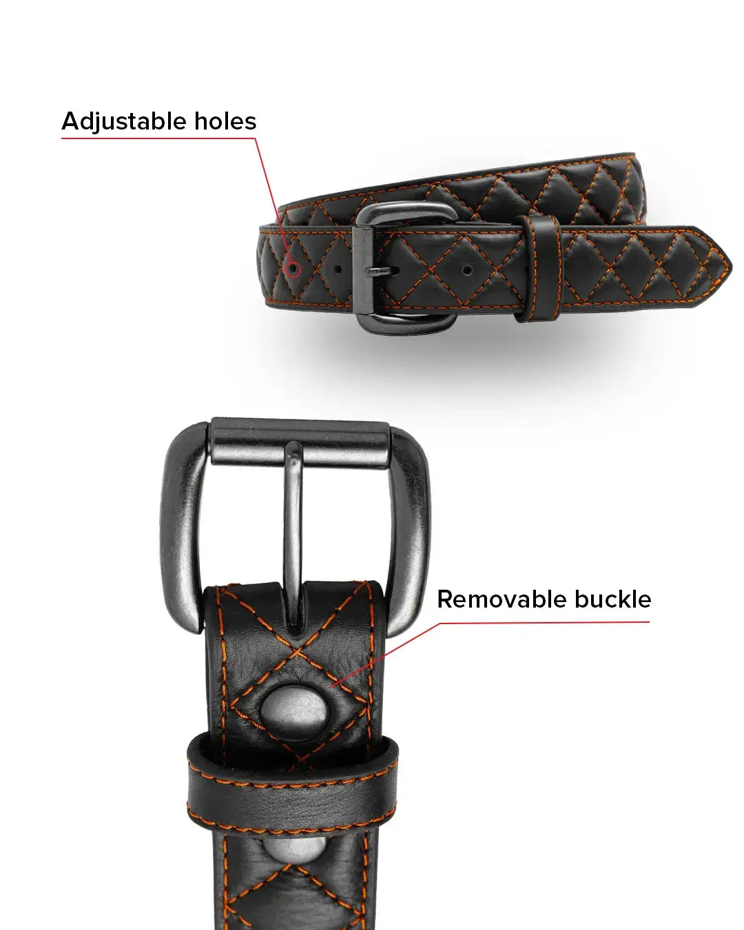 Diamond Quilted Leather Belt - First Manufacturing Company - Flyclothing LLC