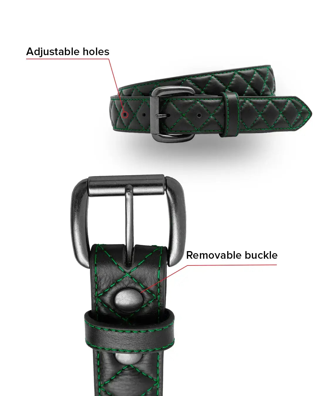 Diamond Quilted Leather Belt - First Manufacturing Company - Flyclothing LLC