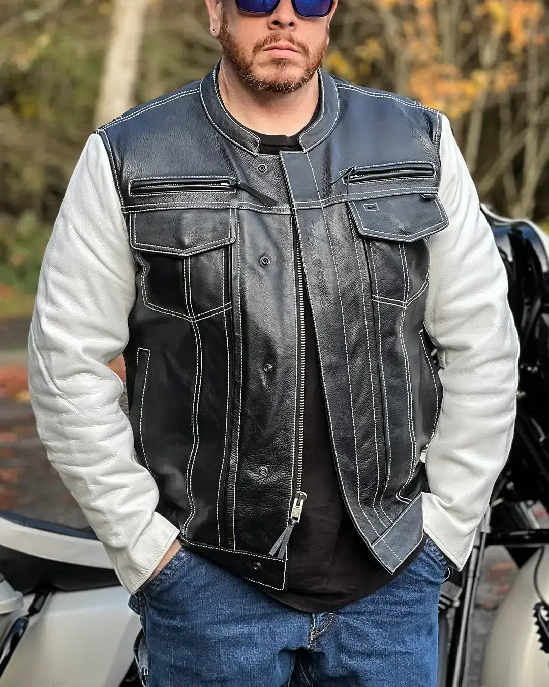 Vincent Men's Cafe Style Leather Jacket - First Manufacturing Company - Flyclothing LLC