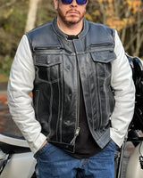 Vincent Men's Cafe Style Leather Jacket - First Manufacturing Company - Flyclothing LLC