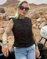Bonnie Moto Mesh Women's Motorcycle Vest - Diamond Quilt - First Manufacturing Company - Flyclothing LLC