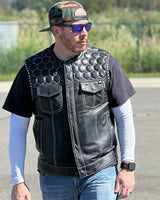Hornet Perforated Men's Club Style Leather Vest - First Manufacturing Company - Flyclothing LLC