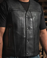Gambler Men's Motorcycle Leather Vest - First Manufacturing Company - Flyclothing LLC