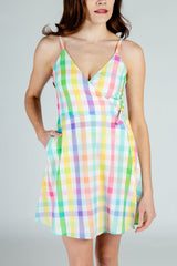 The Savannah Swinger | Pastel Plaid Strappy Dress - Shinesty