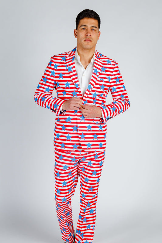 The Nautical Lad | USA Big Knit Printed Party Blazer - Shinesty
