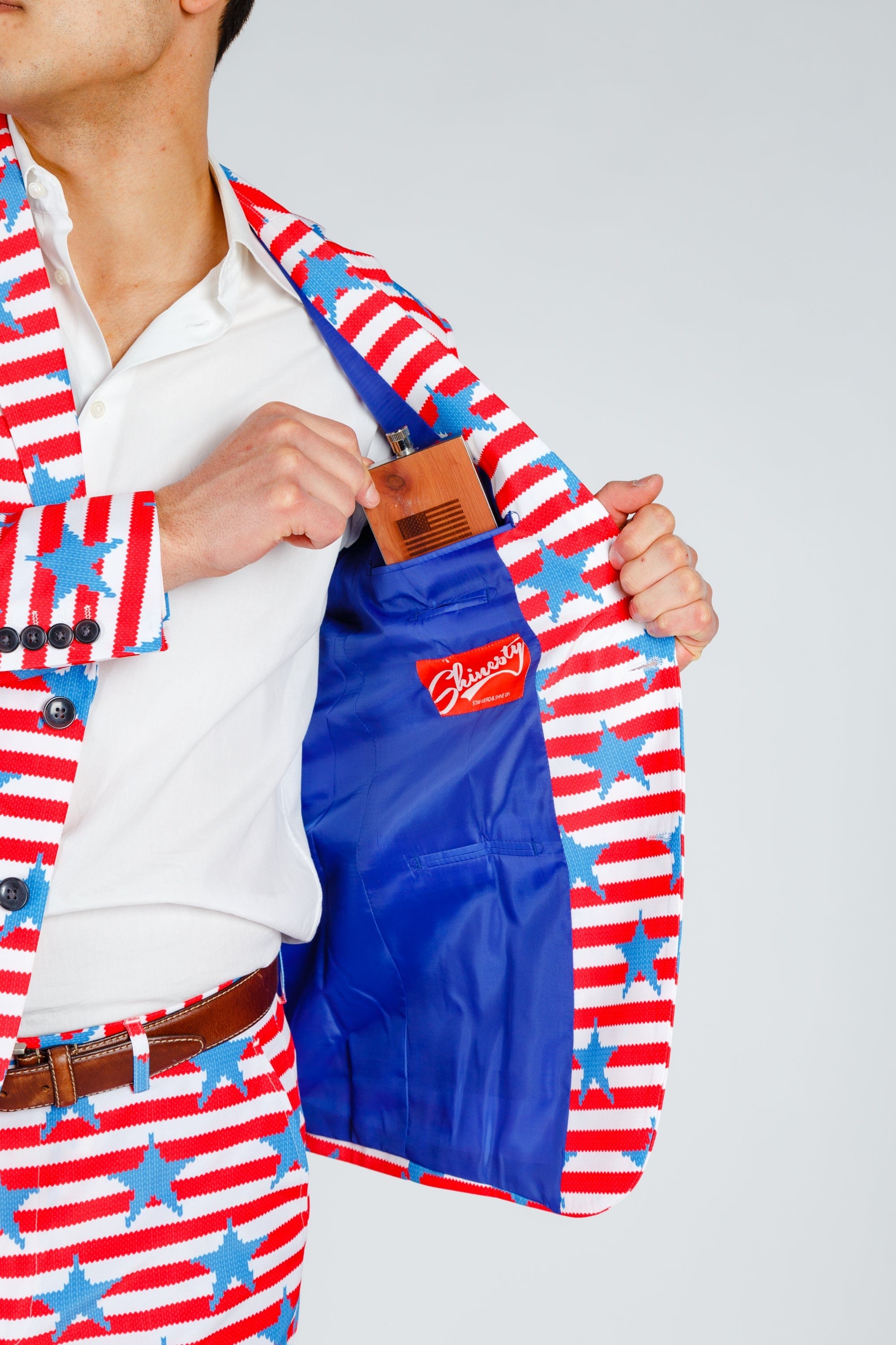 The Nautical Lad | USA Big Knit Printed Party Blazer - Shinesty