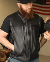 Rampage - Men's Motorcycle Leather Vest - First Manufacturing Company - Flyclothing LLC