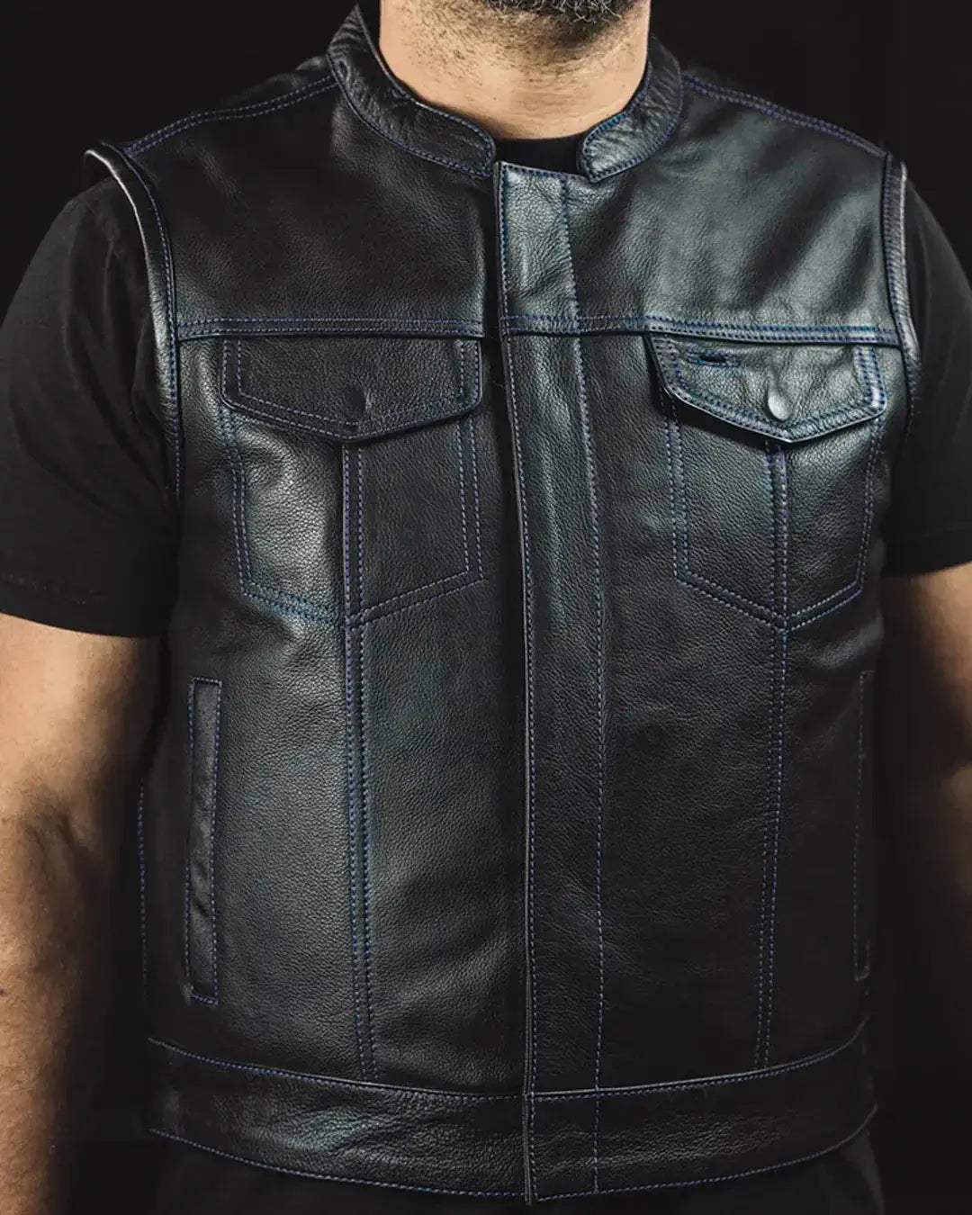 The Club Cut Men's Motorcycle Leather Vest, Multiple Color Options - First Manufacturing Company - Flyclothing LLC