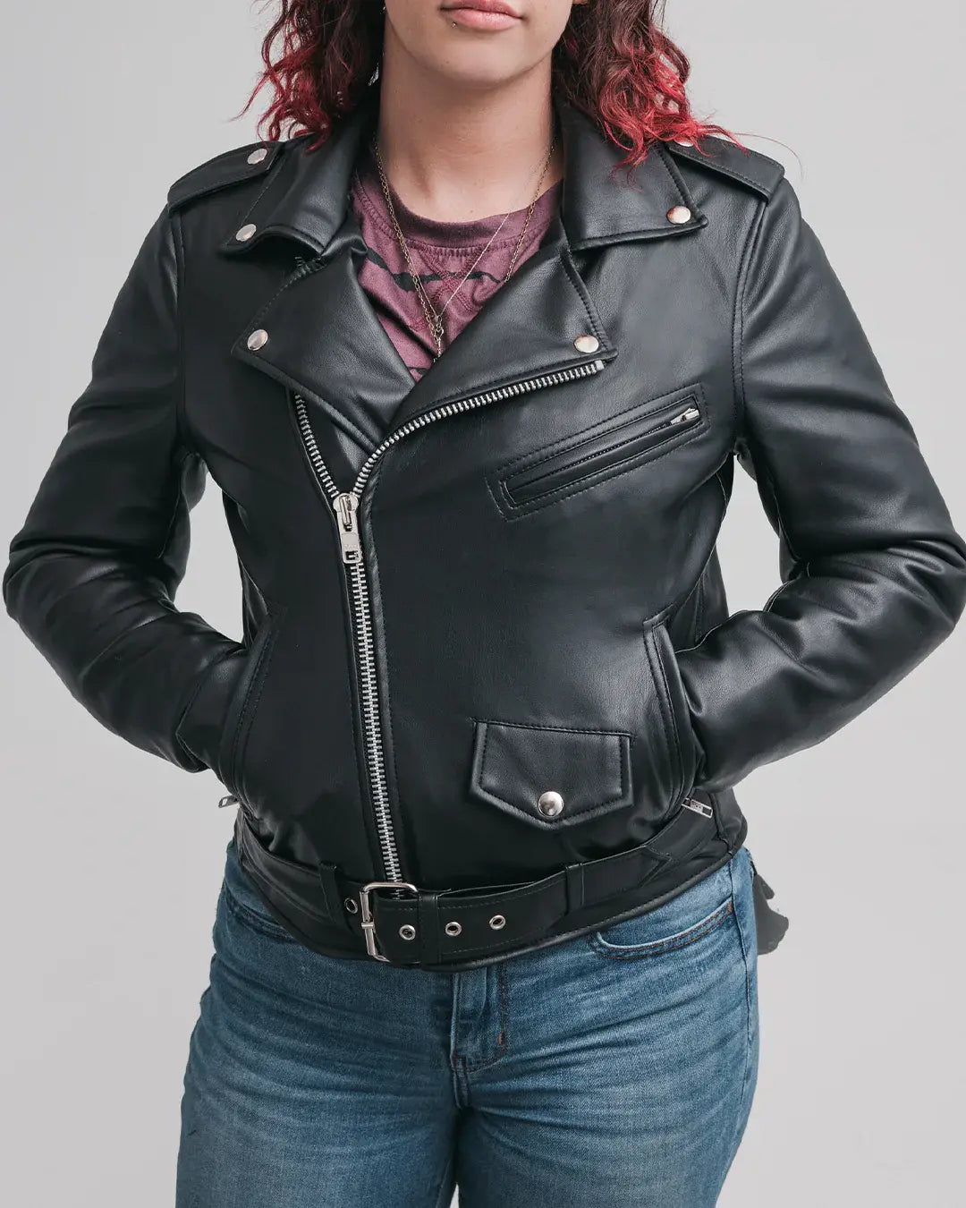 Cassandra - Women's Vegan Leather Motorcycle Jacket - First Manufacturing Company - Flyclothing LLC