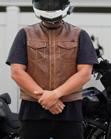 Lowside Men's Perforated Motorcycle Leather Vest - First Manufacturing Company - Flyclothing LLC