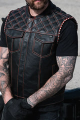Sinister - Men's Motorcycle Leather Vest - First Manufacturing Company - Flyclothing LLC