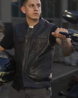 Born Free Men's Motorcycle Leather Vest - Black Stitch - First Manufacturing Company - Flyclothing LLC