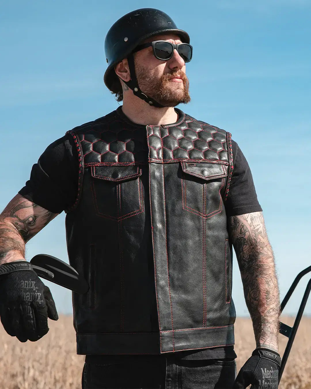 Hornet Men's Club Style Leather Vest - First Manufacturing Company - Flyclothing LLC