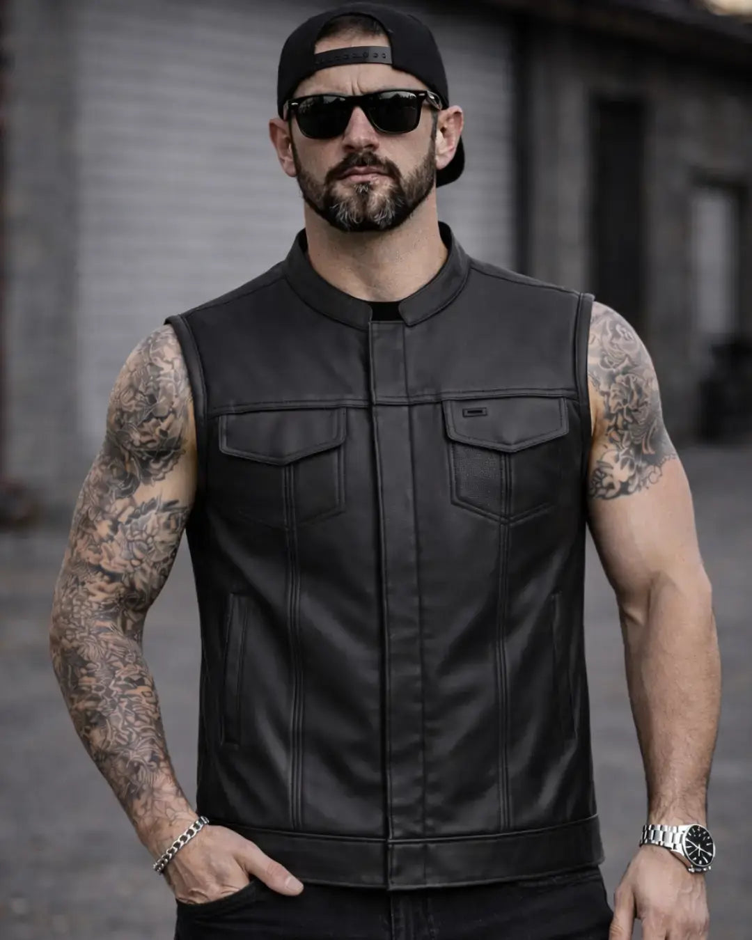 Hotshot Men's Motorcycle Leather Vest - First Manufacturing Company - Flyclothing LLC