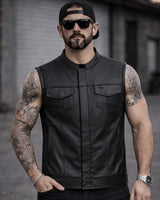Hotshot Men's Motorcycle Leather Vest - First Manufacturing Company - Flyclothing LLC