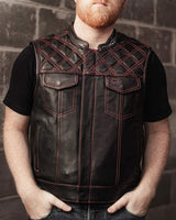 Downside Men's Motorcycle Leather Vest - First Manufacturing Company - Flyclothing LLC
