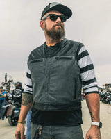 Two Tone Lowrider Perforated Men's Leather Vest - First Manufacturing Company - Flyclothing LLC