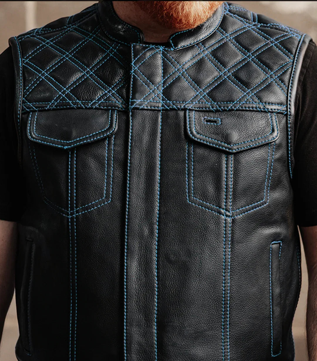 Upside Men's Club Style Leather Vest - First Manufacturing Company - Flyclothing LLC