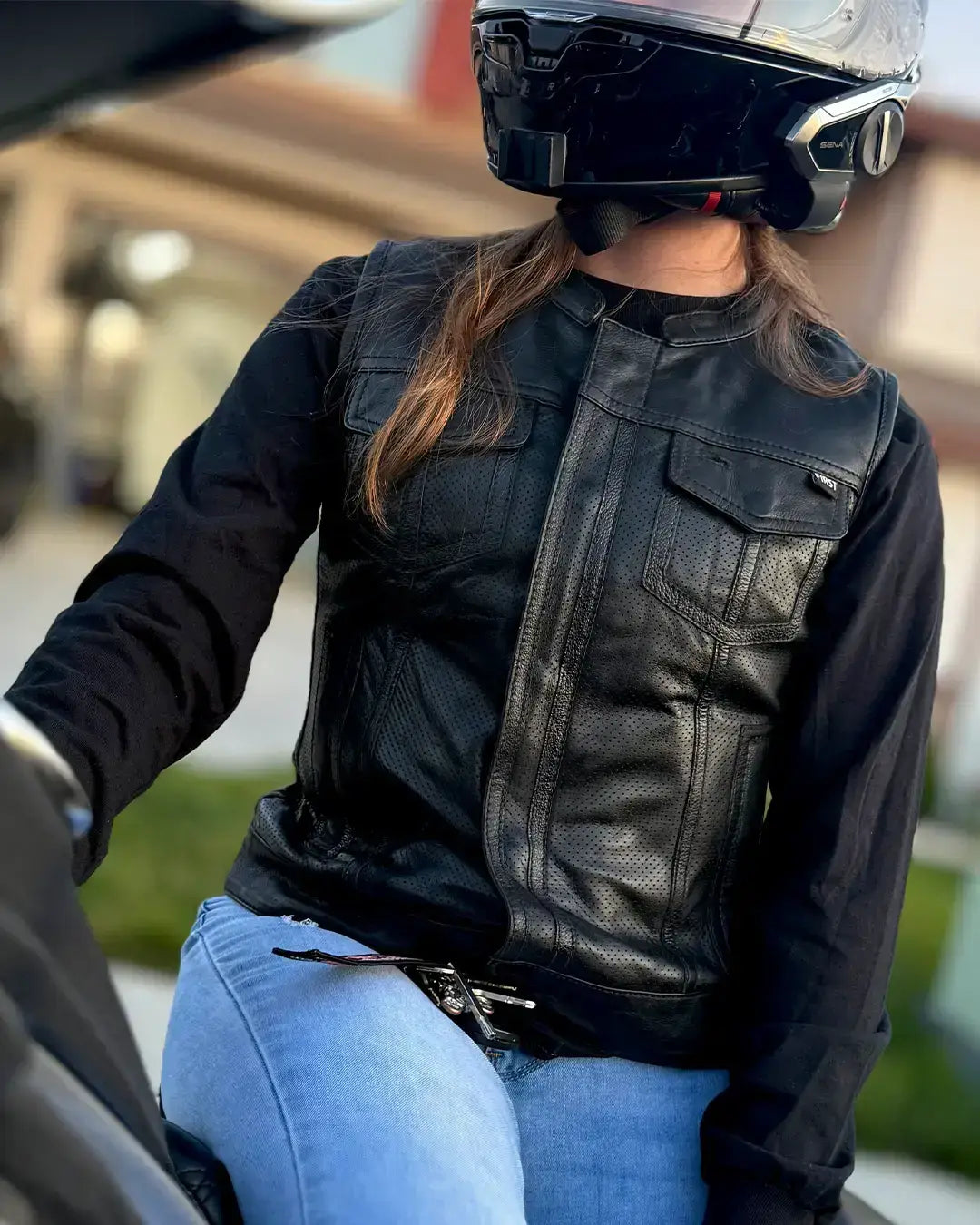 Jessica Perforated Women's Motorcycle Leather Vest - First Manufacturing Company - Flyclothing LLC