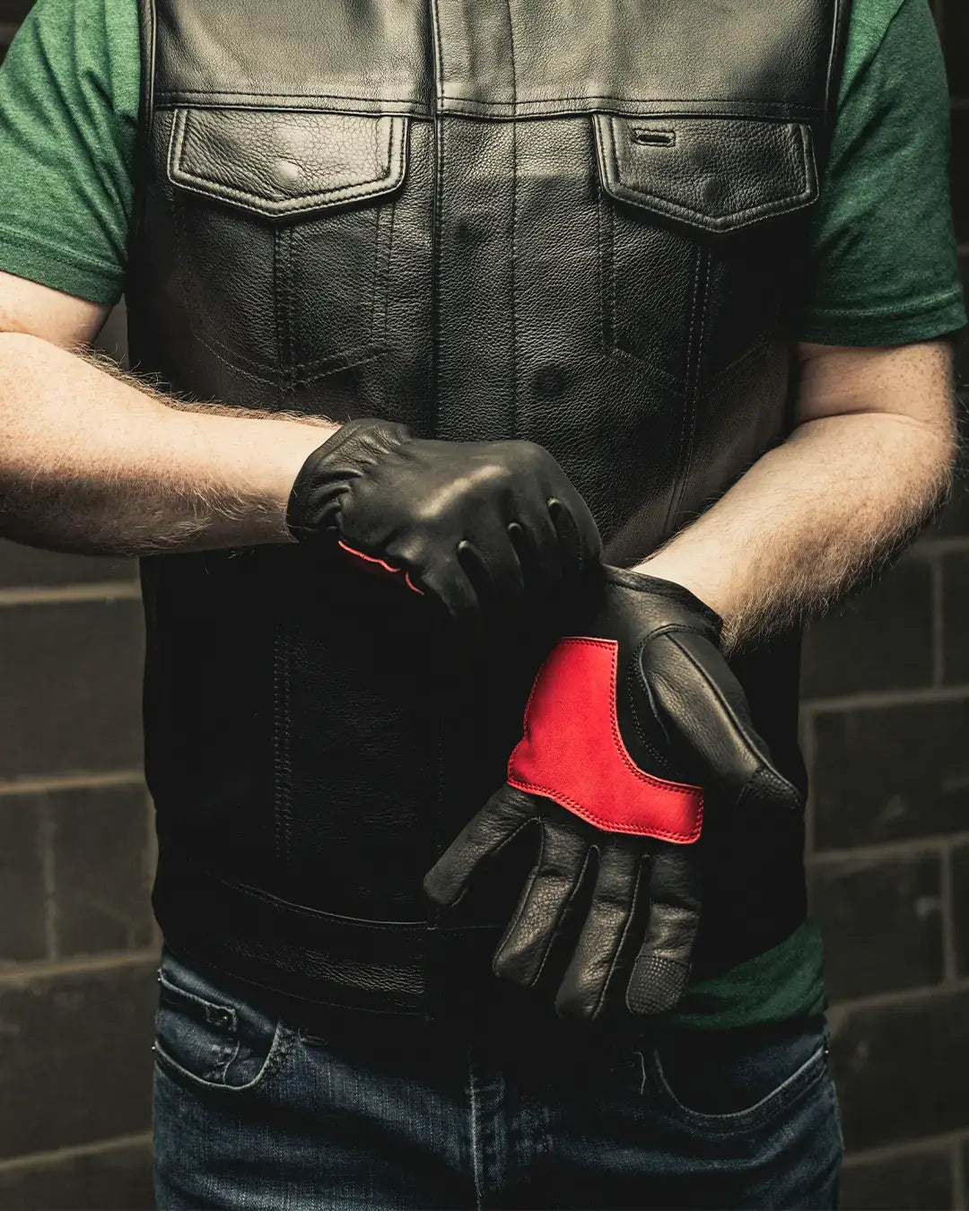 Roper DBL Palm Men's Motorcycle Leather Gloves - First Manufacturing Company - Flyclothing LLC