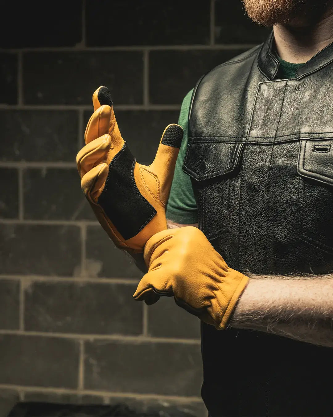 Roper DBL Palm Men's Motorcycle Leather Gloves - First Manufacturing Company - Flyclothing LLC