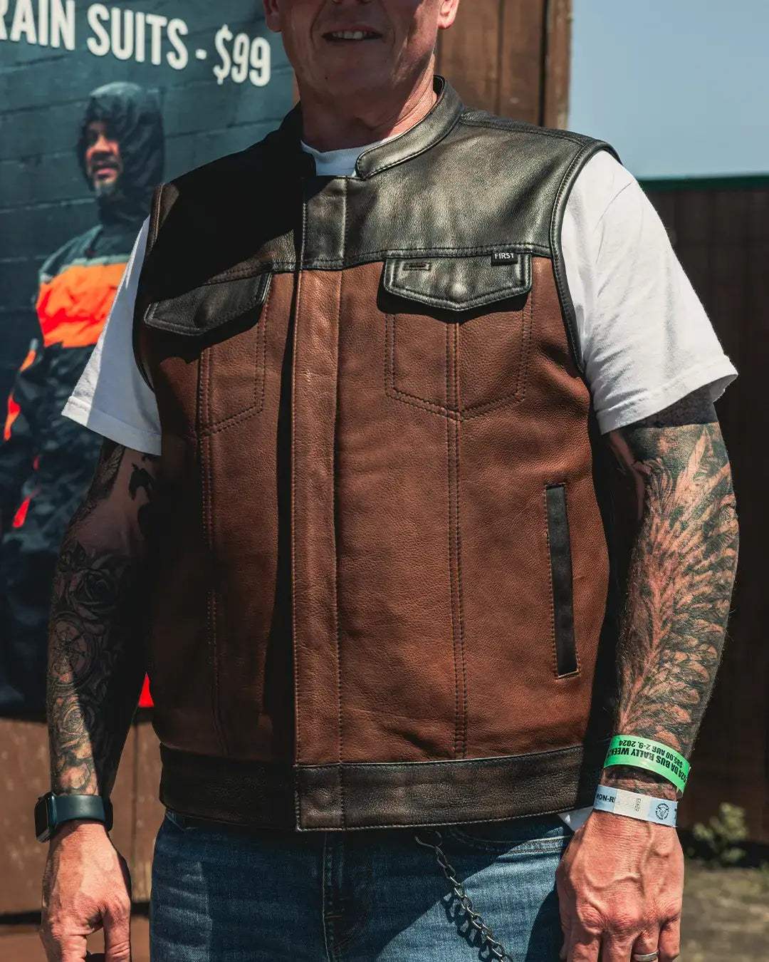 Gunner Men's Leather Motorcycle Vest (Limited Edition) - First Manufacturing Company - Flyclothing LLC