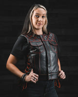 Bonnie - Women's Motorcycle Leather Vest - Diamond Quilt - First Manufacturing Company - Flyclothing LLC