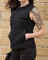 Ludlow Women's Motorcycle Canvas Vest - First Manufacturing Company - Flyclothing LLC