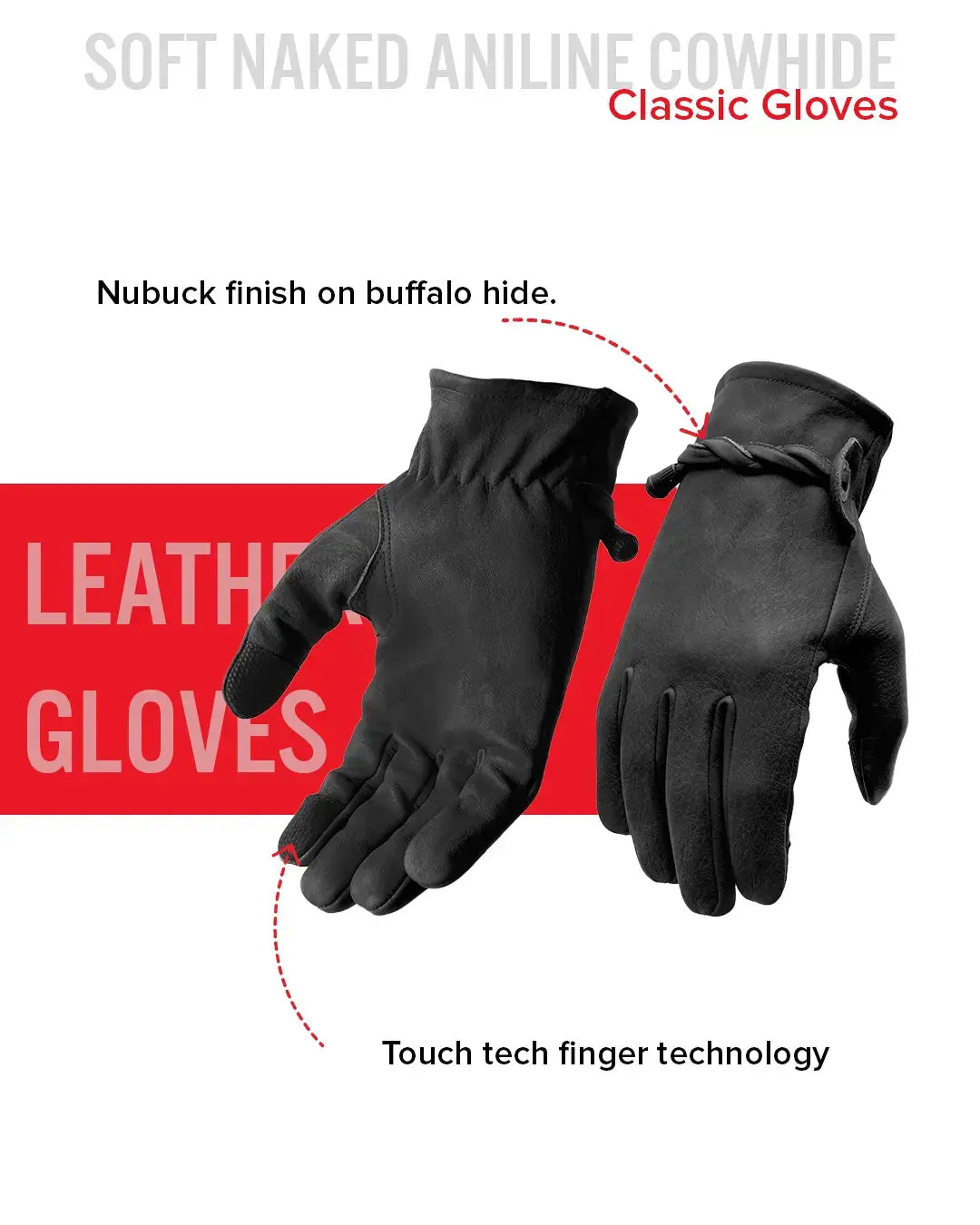 Ranch Men's Motorcycle Leather Gloves - First Manufacturing Company - Flyclothing LLC