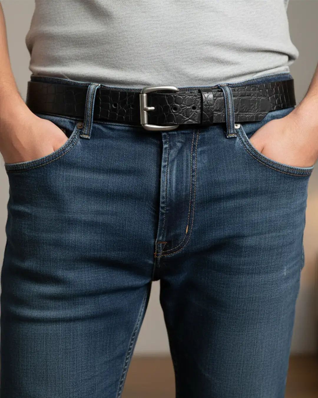 Crocodile Pattern Leather Belt - First Manufacturing Company - Flyclothing LLC