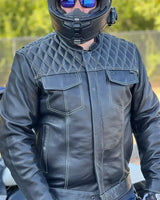 Cinder Men's Cafe Style Leather Jacket - First Manufacturing Company - Flyclothing LLC