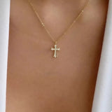 18K Gold-Plated Rhinestone Cross Necklace - Trendsi - Flyclothing LLC