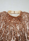 Backless Sequin Mock Neck Long Sleeve Mini Dress - Trendsi - Flyclothing LLC