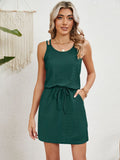 Eyelet Scoop Neck Sleeveless Dress - Trendsi