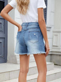 Distressed Raw Hem Denim Shorts - Trendsi - Flyclothing LLC
