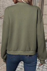 Textured Zip Up Baseball Collar Jacket - Trendsi - Flyclothing LLC